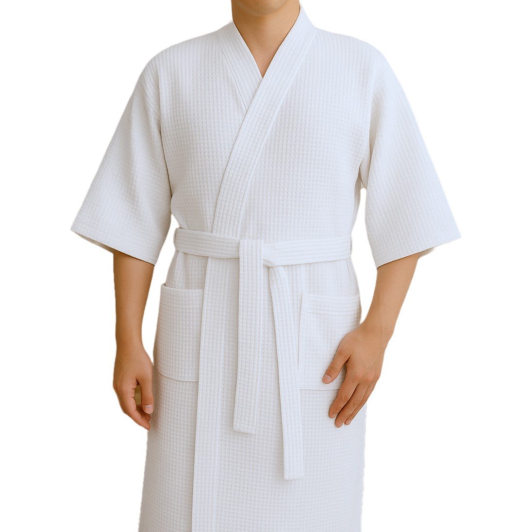 CHARM เสื้อคลุมอาบน้ำ ผ้าคอตตอนรังผึ้ง WAFFLE ฟรีไซซ์ (HOTEL BATHROBE)_0